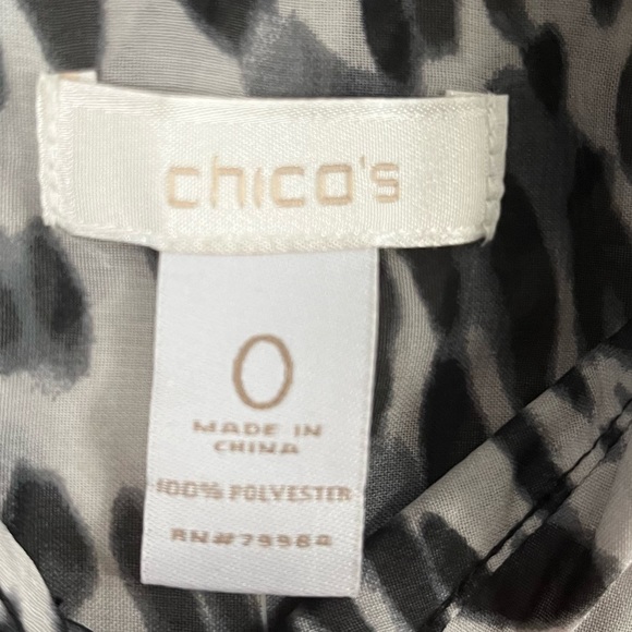 Chico’s Winter Wild Wanda L/S Sheer Blouse Black Leopard Print S - Picture 9 of 10